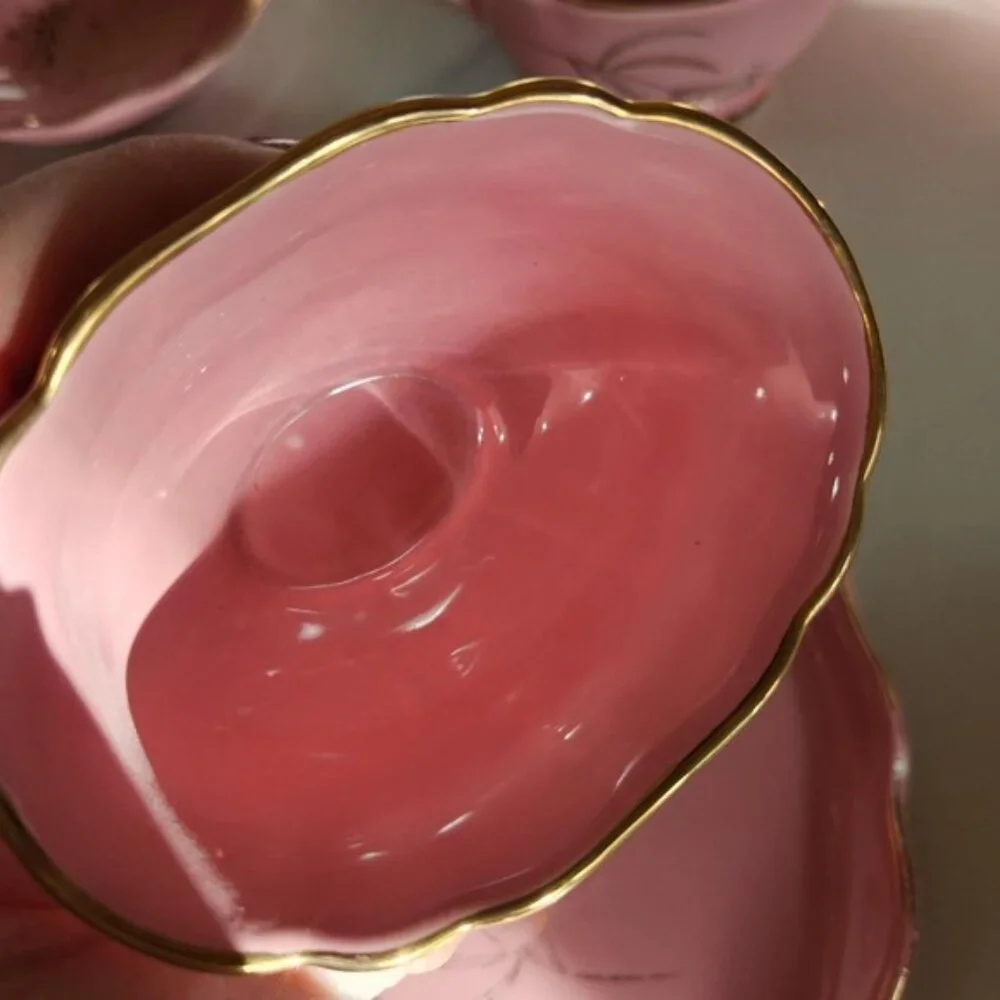 James Kent Old Foley Ballerina 5484 Pink Gold Gilt Serving Set 8pc Staffordshire